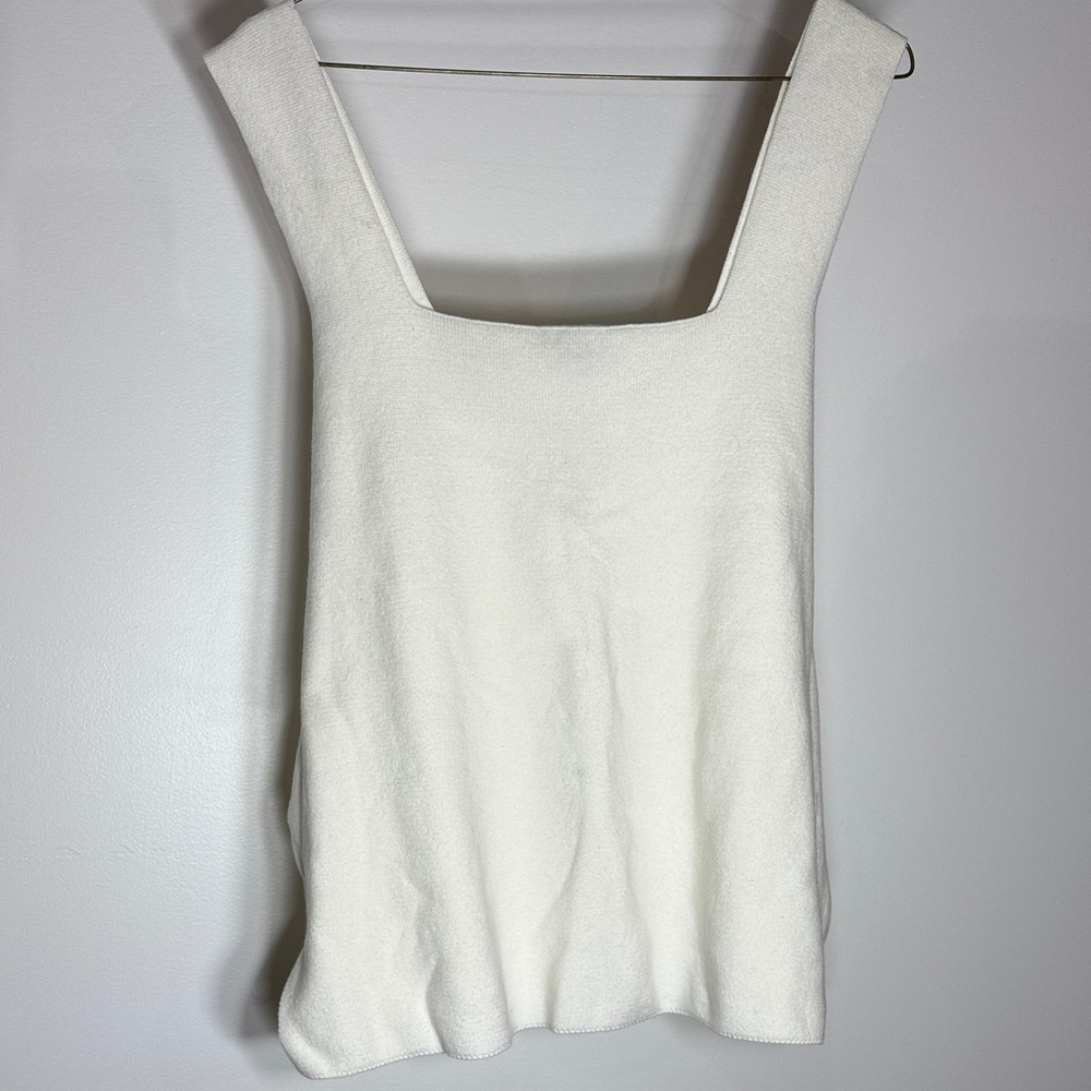 LOFT Cream Square-Neck Wide Strap Tank